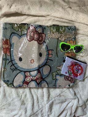 Hello Kitty Tote Bag in Light Blue with Pink Bow